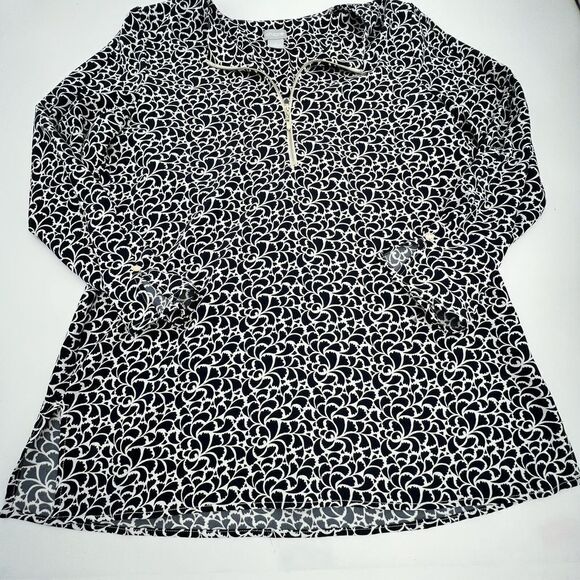 Chico’s black and white blouse with front zipper closure. Size Medium - Picture 1 of 5